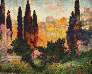 Henri Edmond Cross Cypress Trees at Cagnes oil painting picture wholesale